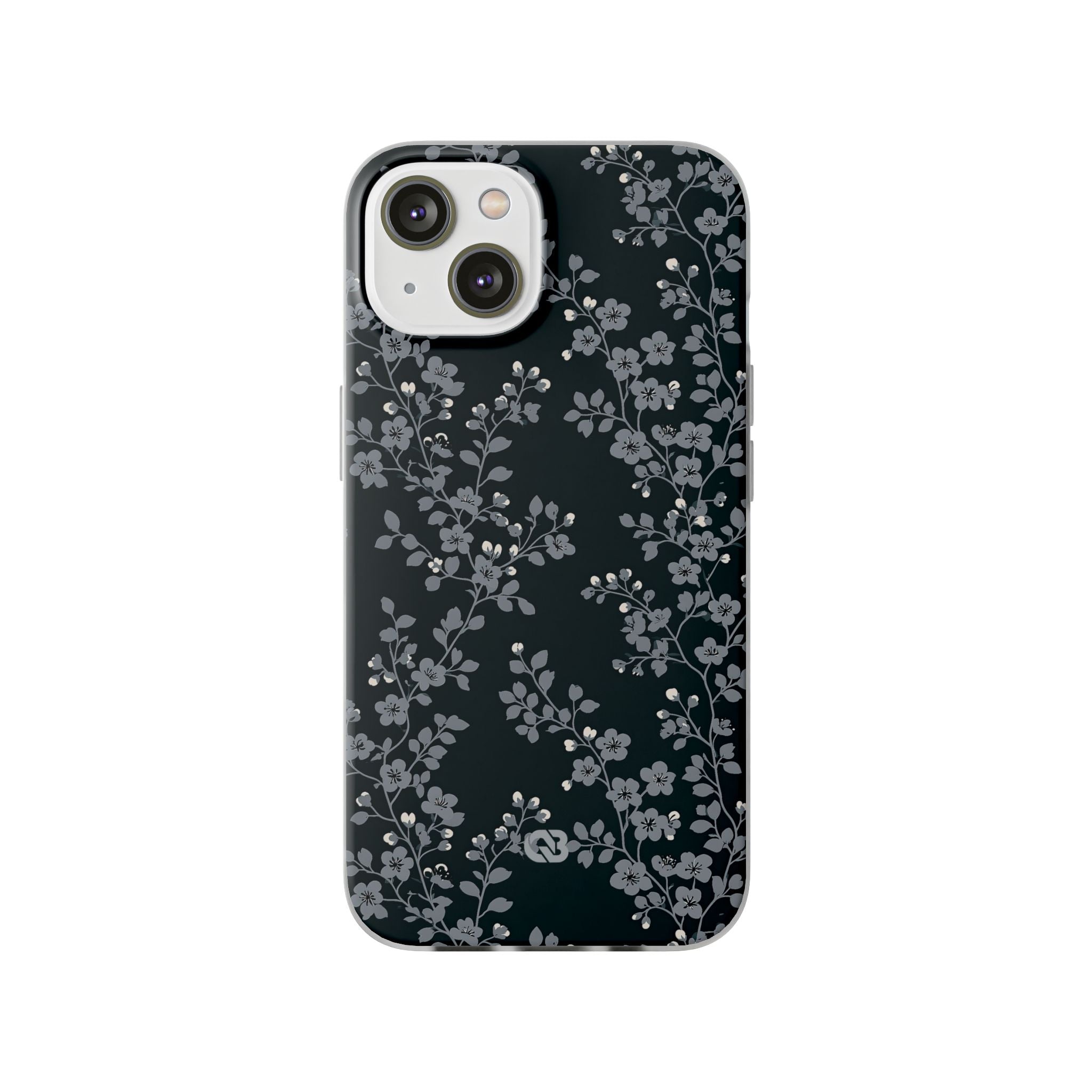 Black Lite Phone Case for iPhone - Midnight Slate Blossom