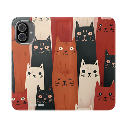 Cat Columns Orange - iPhone 16 Plus Case - Wallet