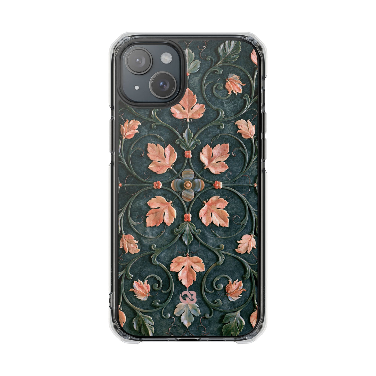 Florentine Rose Arabesque · Clear Impact Magnetic Phone Case for iPhone · Green