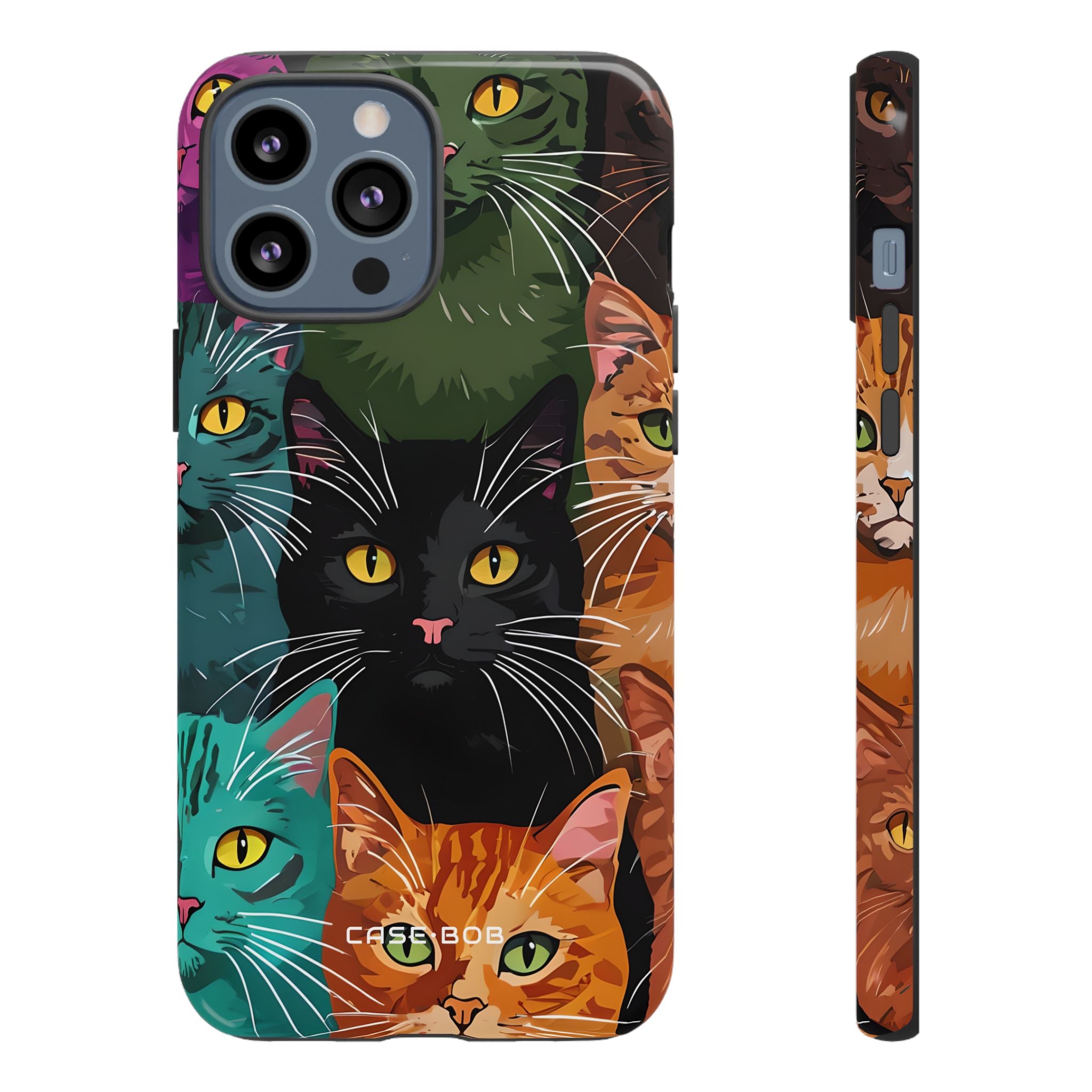 Sininen kissa ruudukko iPhone 13 Pro Max - Tough suojakotelo