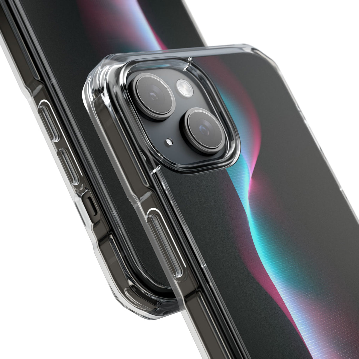 Neon Pixel Flow · Clear Impact Magnetic Phone Case for iPhone · Black