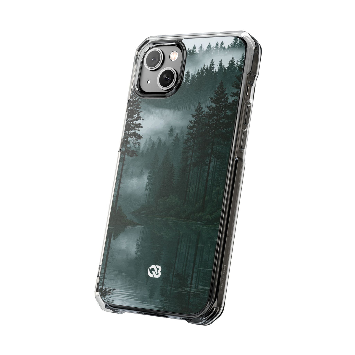 Misty Pine Reflections · Clear Impact Magnetic Phone Case for iPhone ·  Green