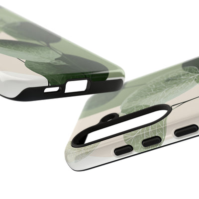 Green Tough Phone Case for Samsung - Sage Leaf Skeletals
