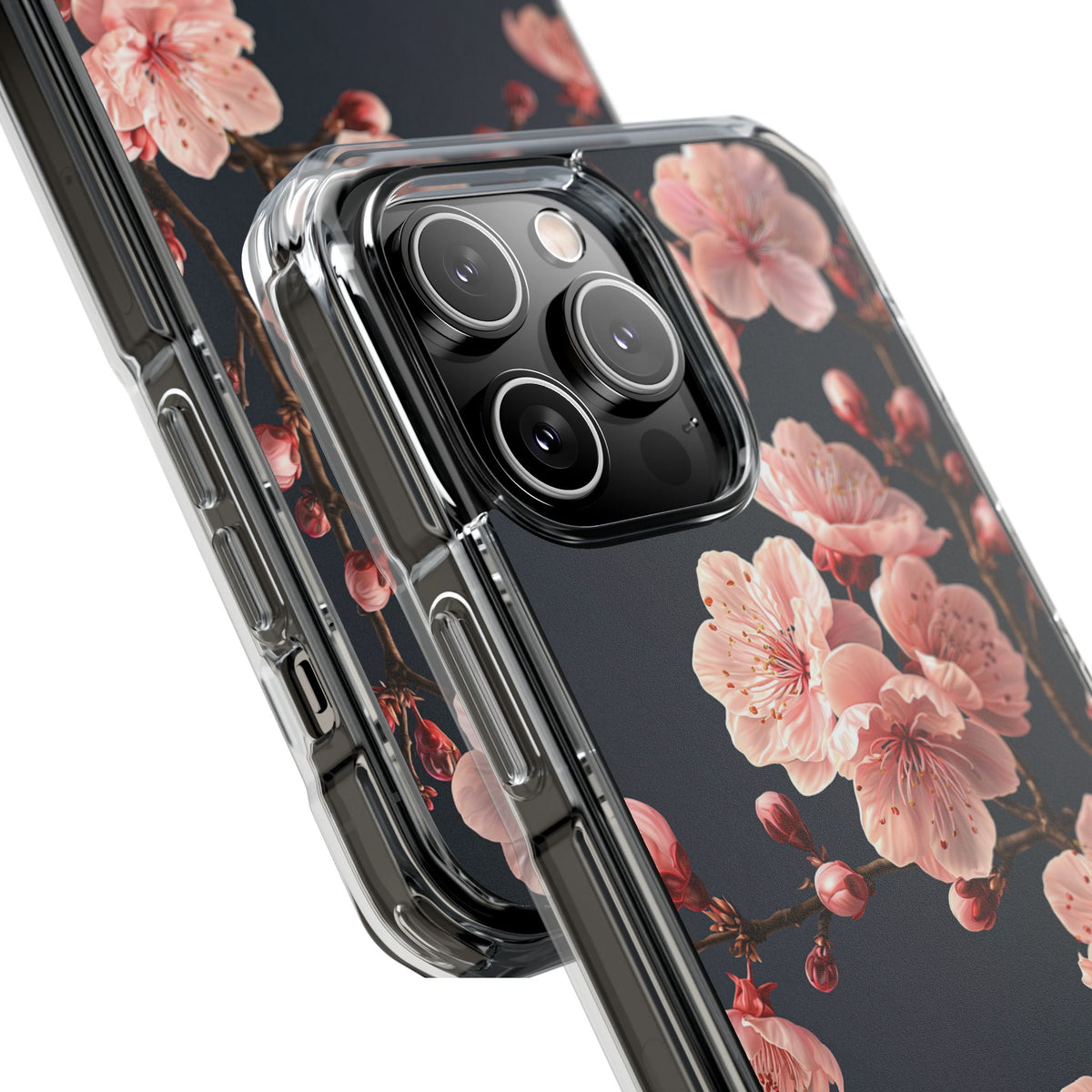 Midnight Sakura Bloom · Clear Impact Magnetic Phone Case for iPhone · Pink