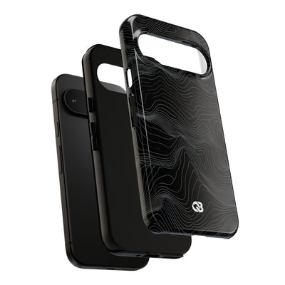 Black Tough Phone Case for Google Pixel - Obsidian Topo Wireframe