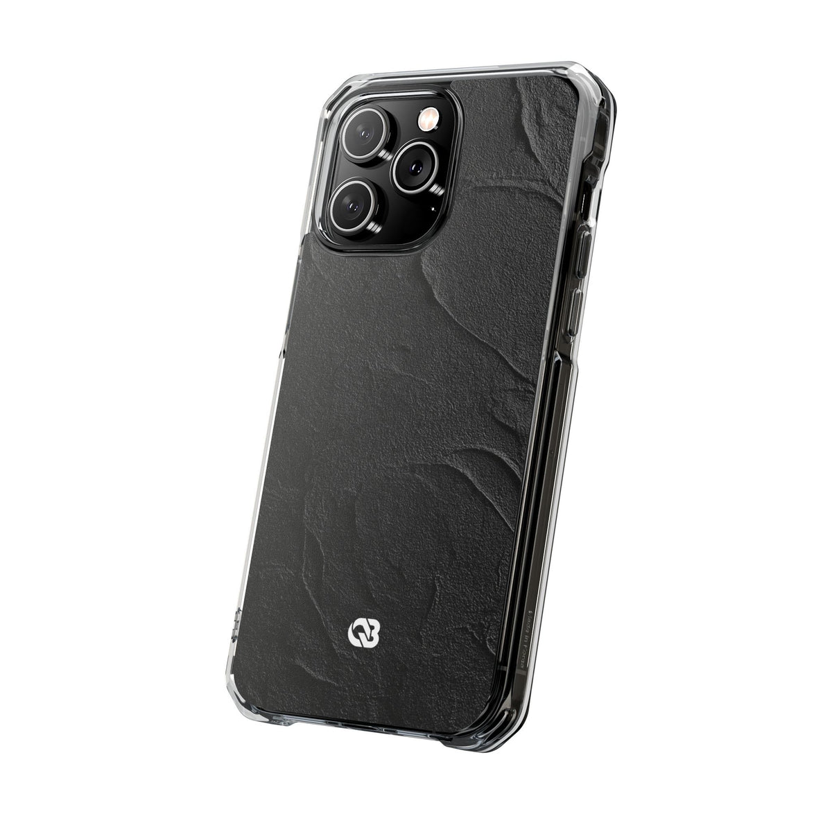 Obsidian Stucco Relief · Clear Impact Magnetic Phone Case for iPhone ·  Black