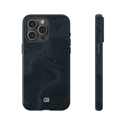 Black Tough Phone Case for iPhone - Obsidian Ridge Topo