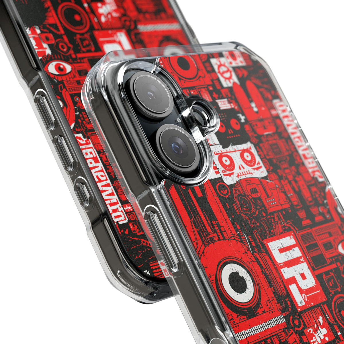 Neo Mecha Collage · Clear Impact Magnetic Phone Case for iPhone · Red