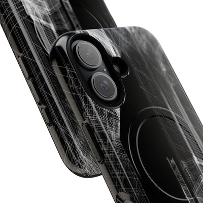 Black Tough 2.0 Magsafe Phone Case for iPhone - Ghost Urban Wireframe