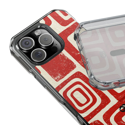 Vermilion Block Motif · Clear Impact Magnetic Phone Case for iPhone · Red