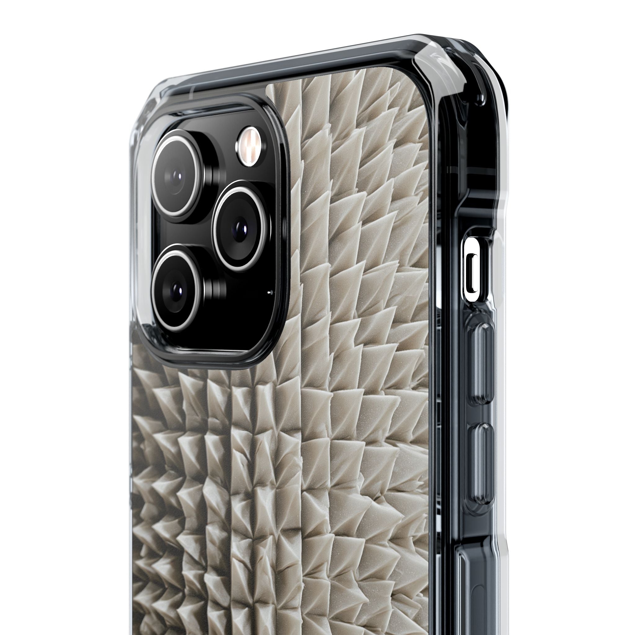 Beige Impact MagSafe Phone Case for iPhone - Bone Spiked Grid