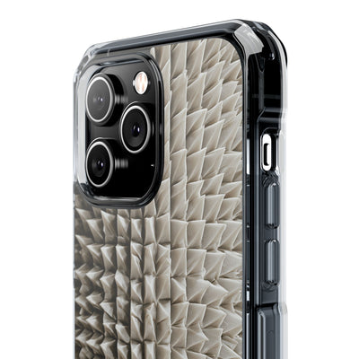 Beige Impact MagSafe Phone Case for iPhone - Bone Spiked Grid
