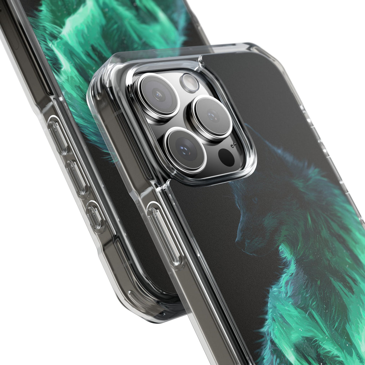 Nordic Aurora Fox · Clear Impact Magnetic Phone Case for iPhone · Teal