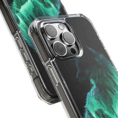 Nordic Aurora Fox · Clear Impact Magnetic Phone Case for iPhone · Teal
