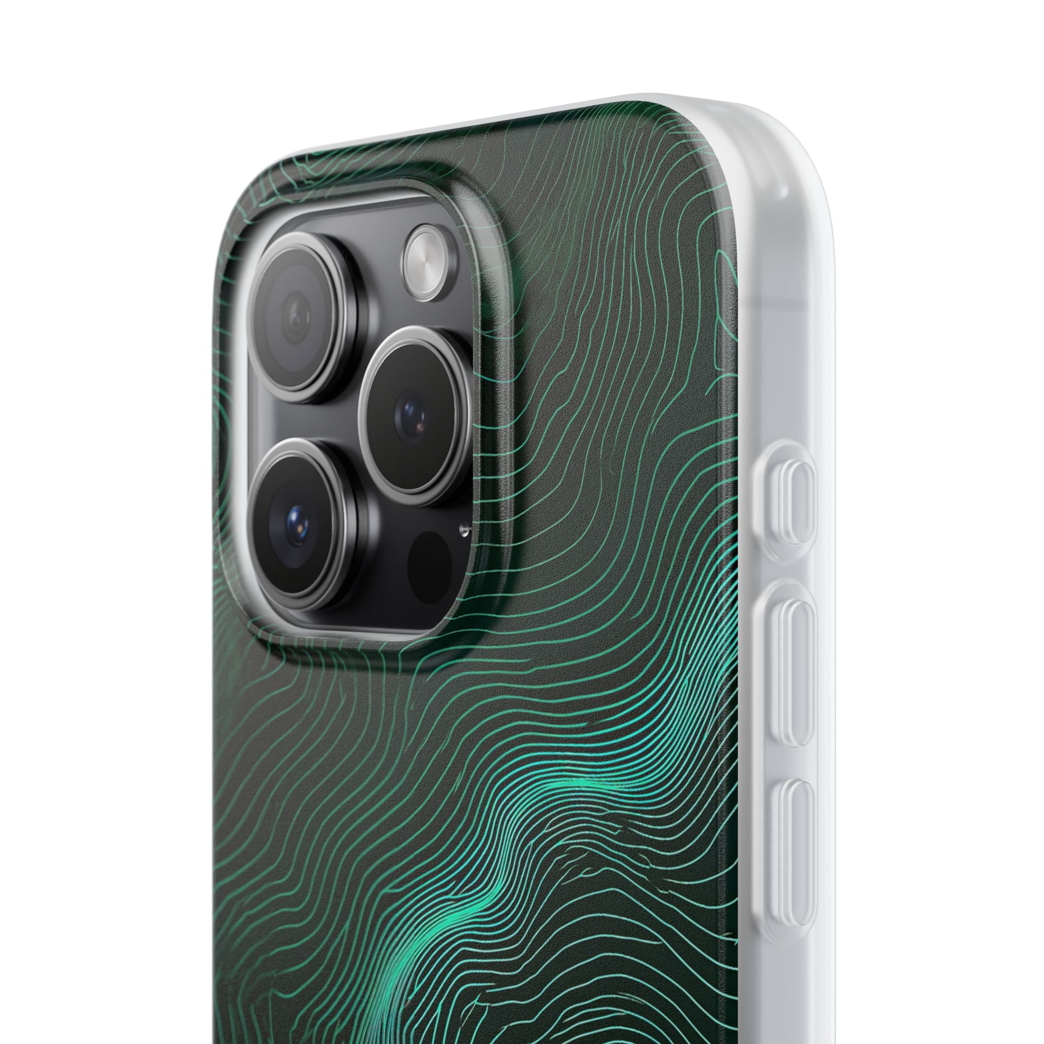 Teal Lite Phone Case for iPhone - Neon Jade Contour
