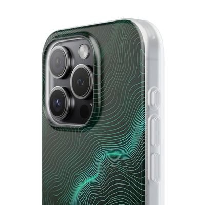 Teal Lite Phone Case for iPhone - Neon Jade Contour