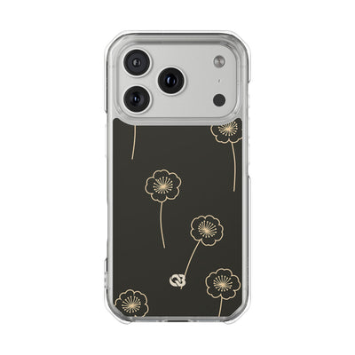 Black Impact MagSafe Phone Case for iPhone - Obsidian Sand Petals