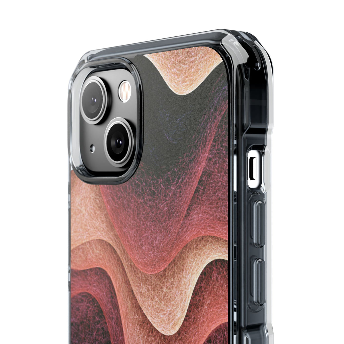 Rose Contour Waves · Clear Impact Magnetic Phone Case for iPhone · Pink