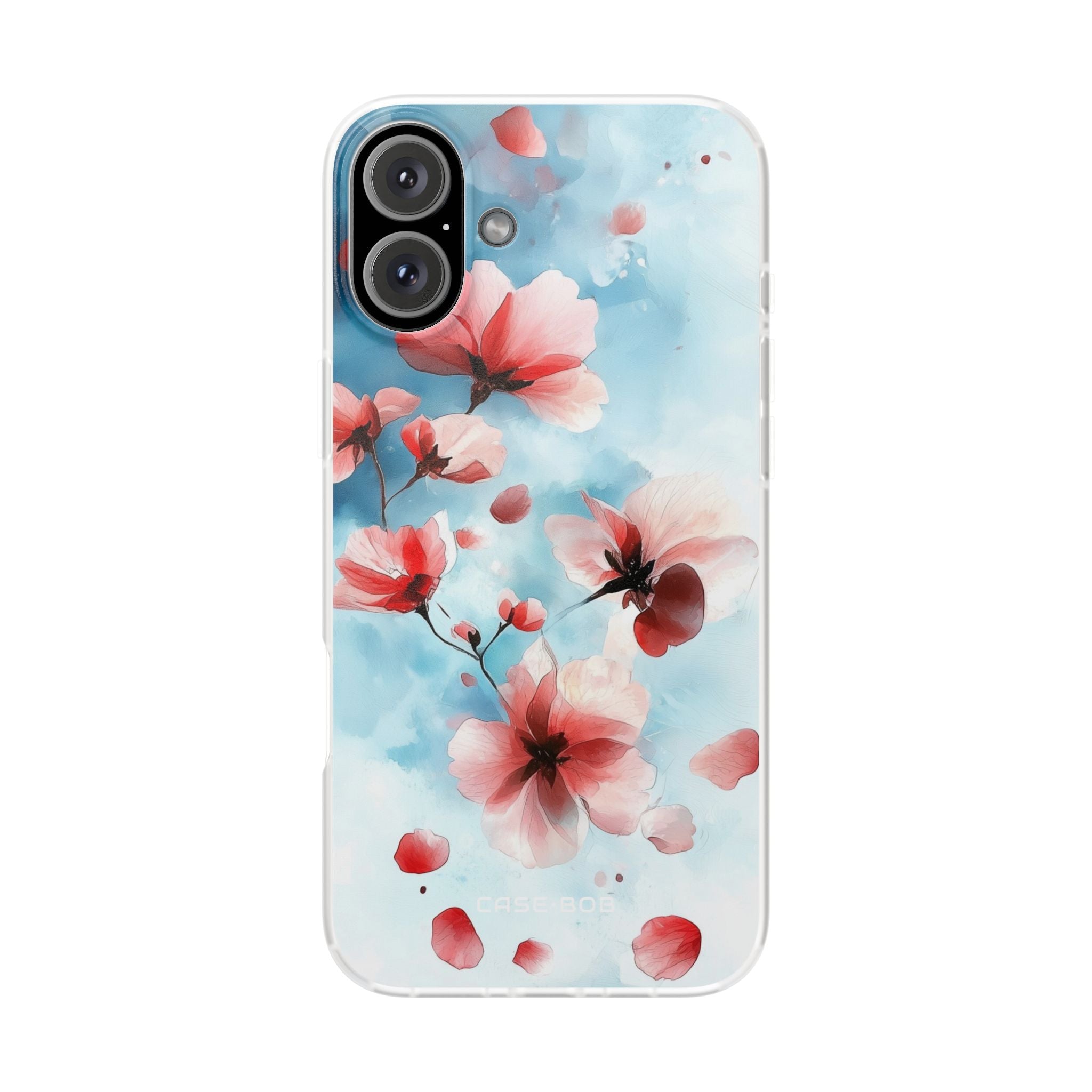 Pink Blossom Drift iPhone 16 Plus Cover - Blød