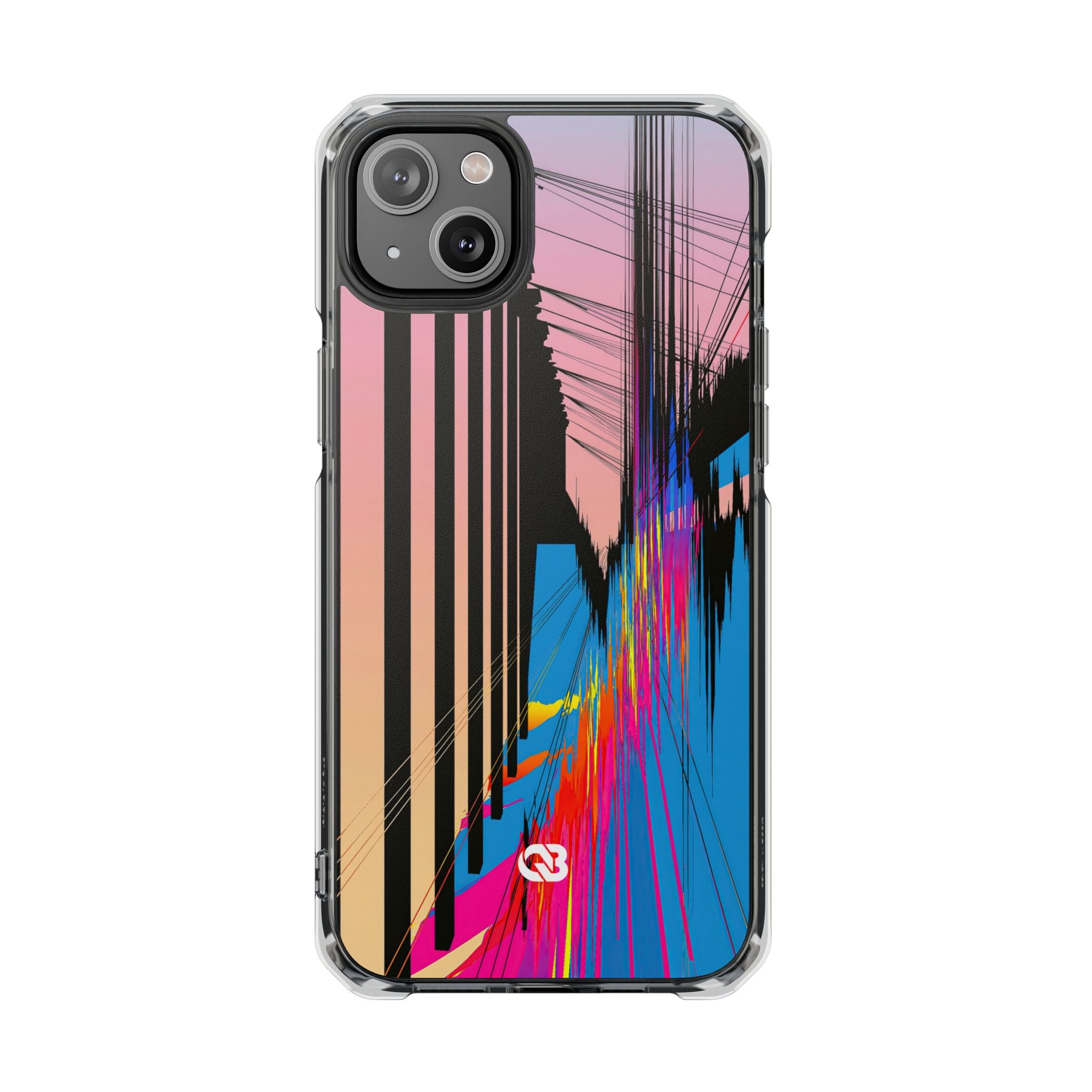 Blue Impact MagSafe Phone Case for iPhone - Fractured Data Skyline