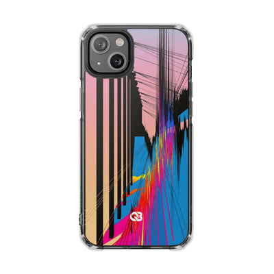 Blue Impact MagSafe Phone Case for iPhone - Fractured Data Skyline