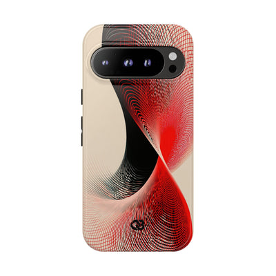 Red Tough Phone Case for Google Pixel - Crimson Grid Vortex