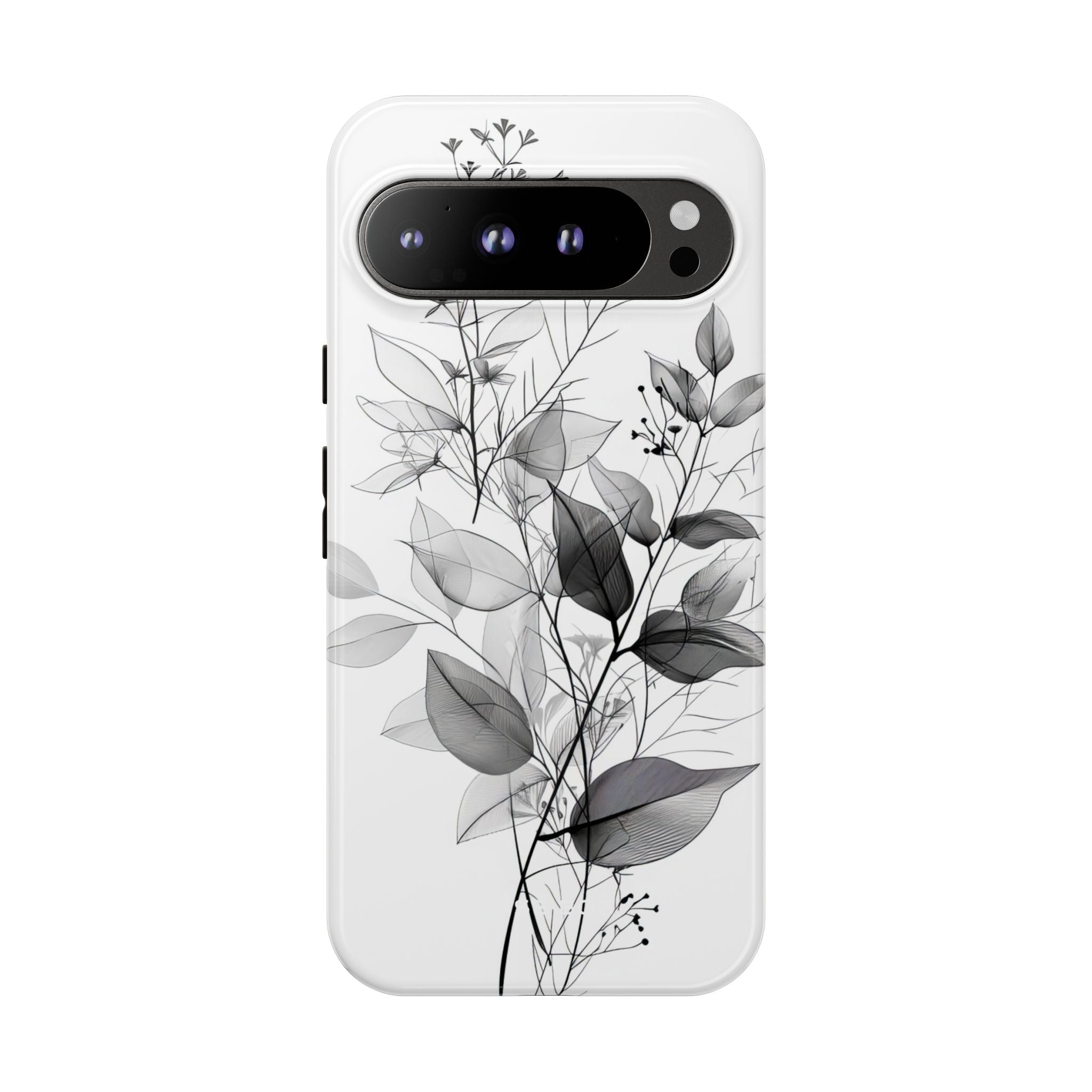 Veined Leaves Gray Google Pixel 9 Pro XL Case - Tough