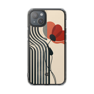 Modernist Poppy · Clear Impact Magnetic Phone Case for iPhone ·  Beige