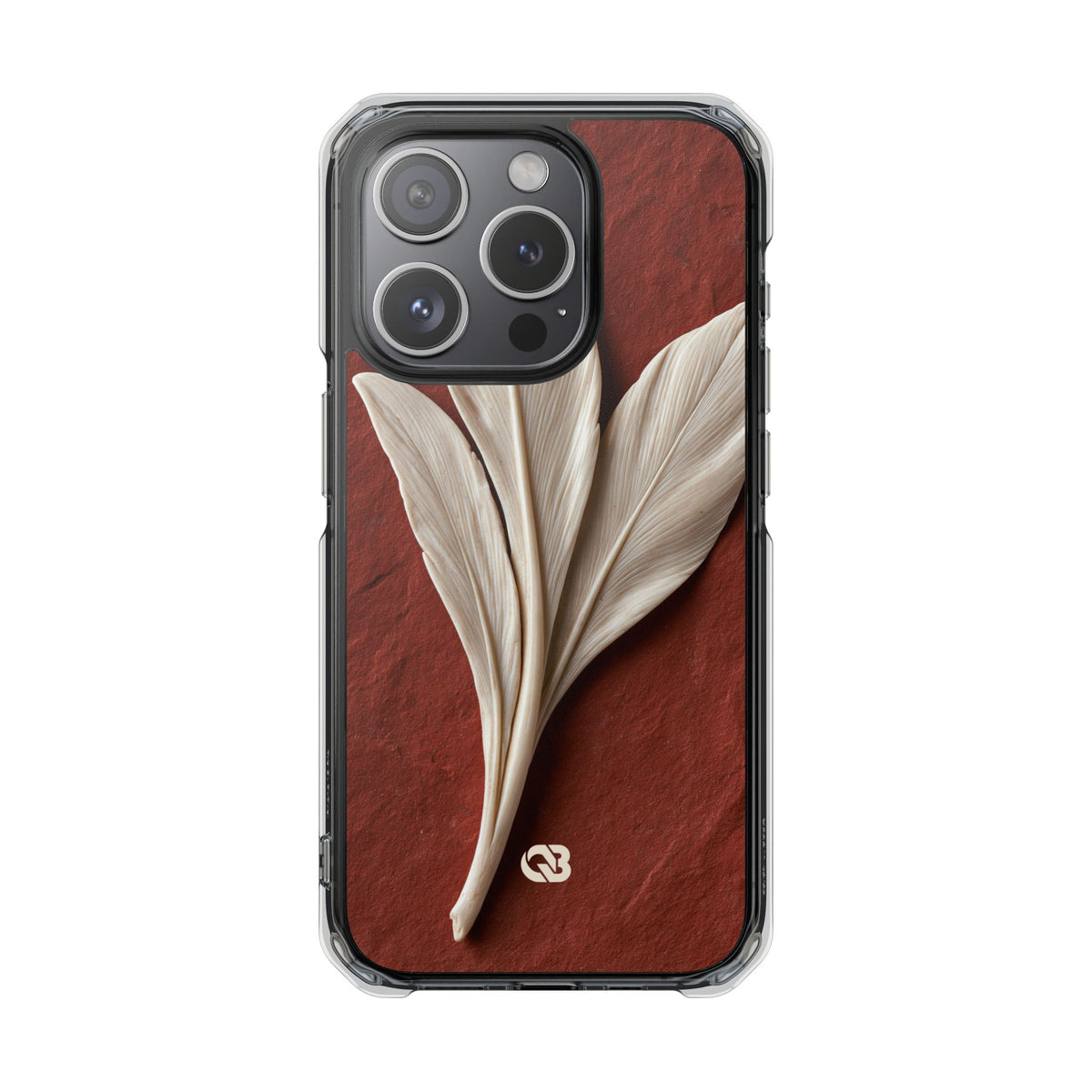 Carved Ivory Plume · Clear Impact Magnetic Phone Case for iPhone · Red