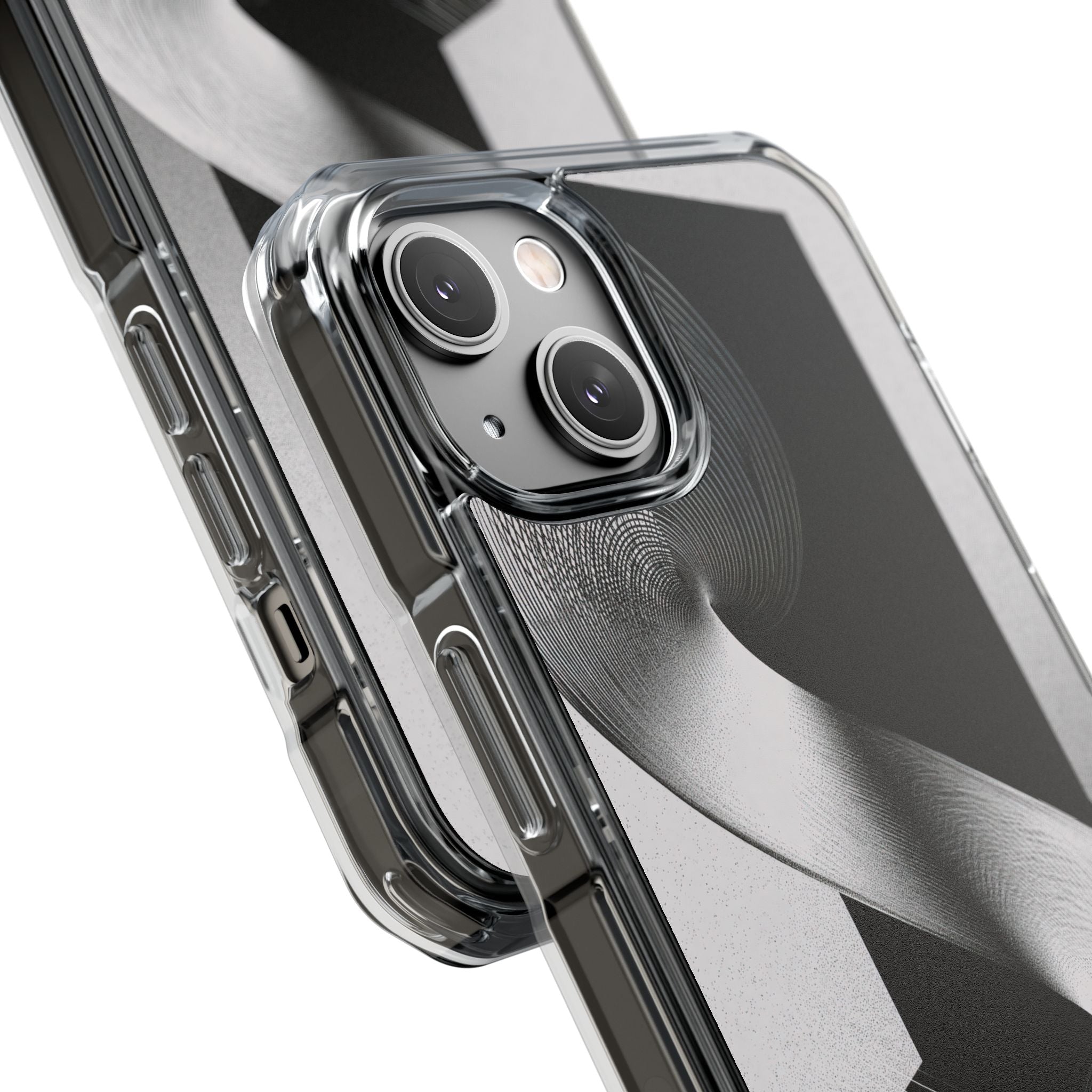 Grey Impact MagSafe Phone Case for iPhone - Obsidian Moiré Wave