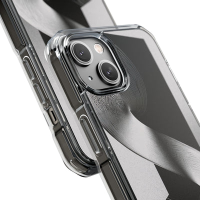 Grey Impact MagSafe Phone Case for iPhone - Obsidian Moiré Wave