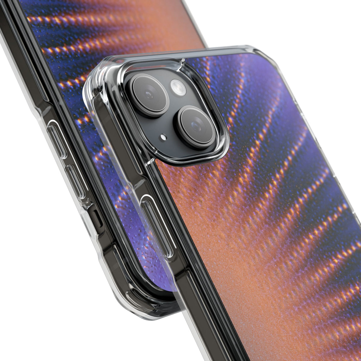 Luminous Aura Burst · Clear Impact Magnetic Phone Case for iPhone · Blue