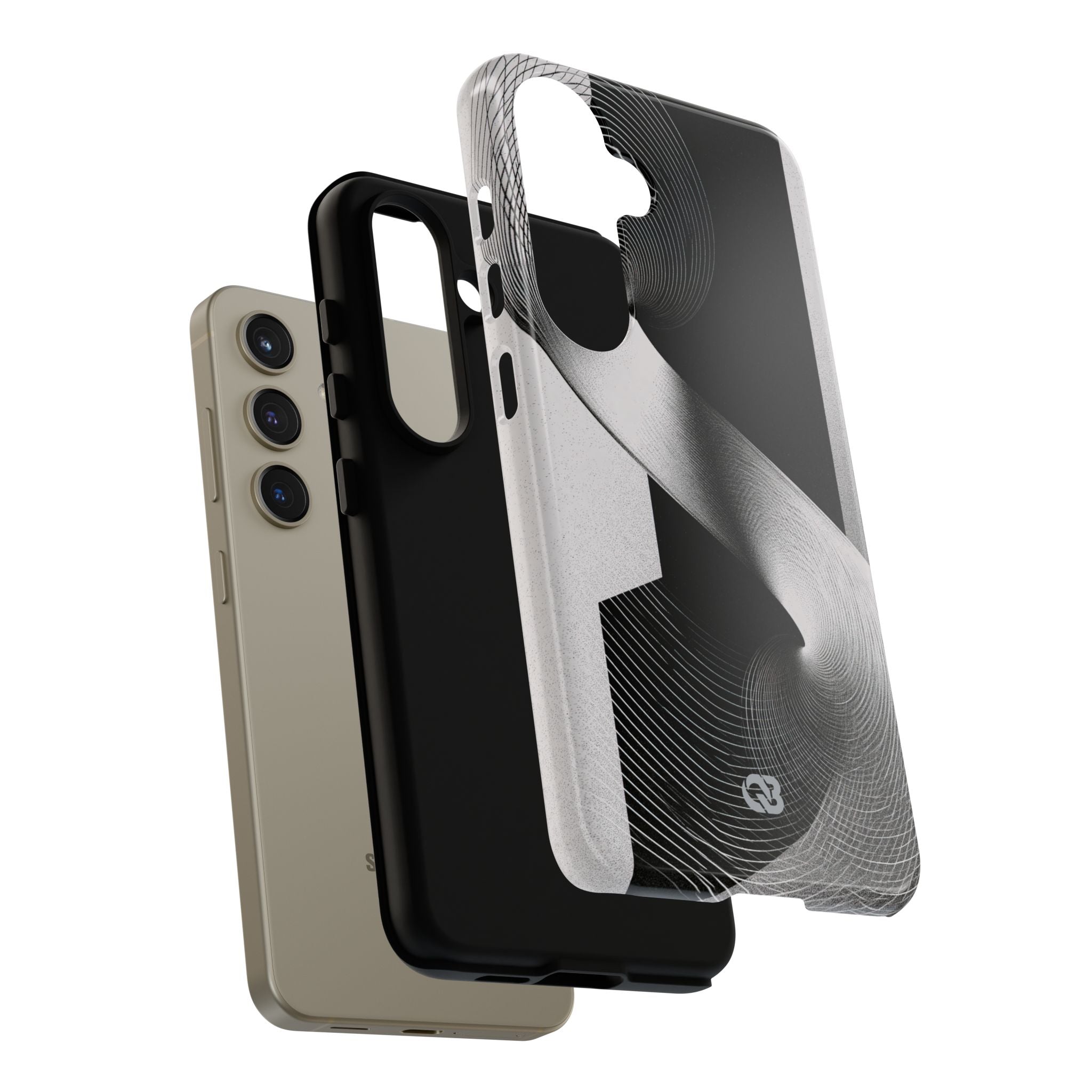 Grey Tough Phone Case for Samsung - Obsidian Moiré Wave