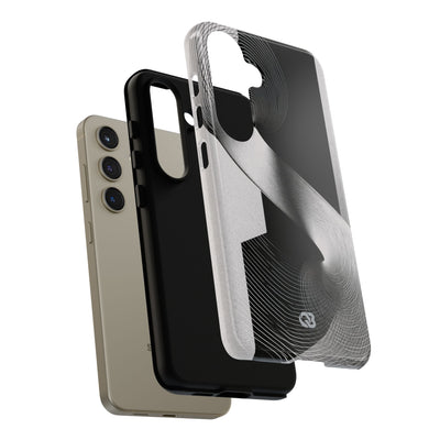 Grey Tough Phone Case for Samsung - Obsidian Moiré Wave