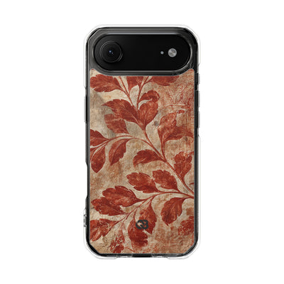 Terracotta Botanical Fresco · Clear Impact Magnetic Phone Case for iPhone · Red