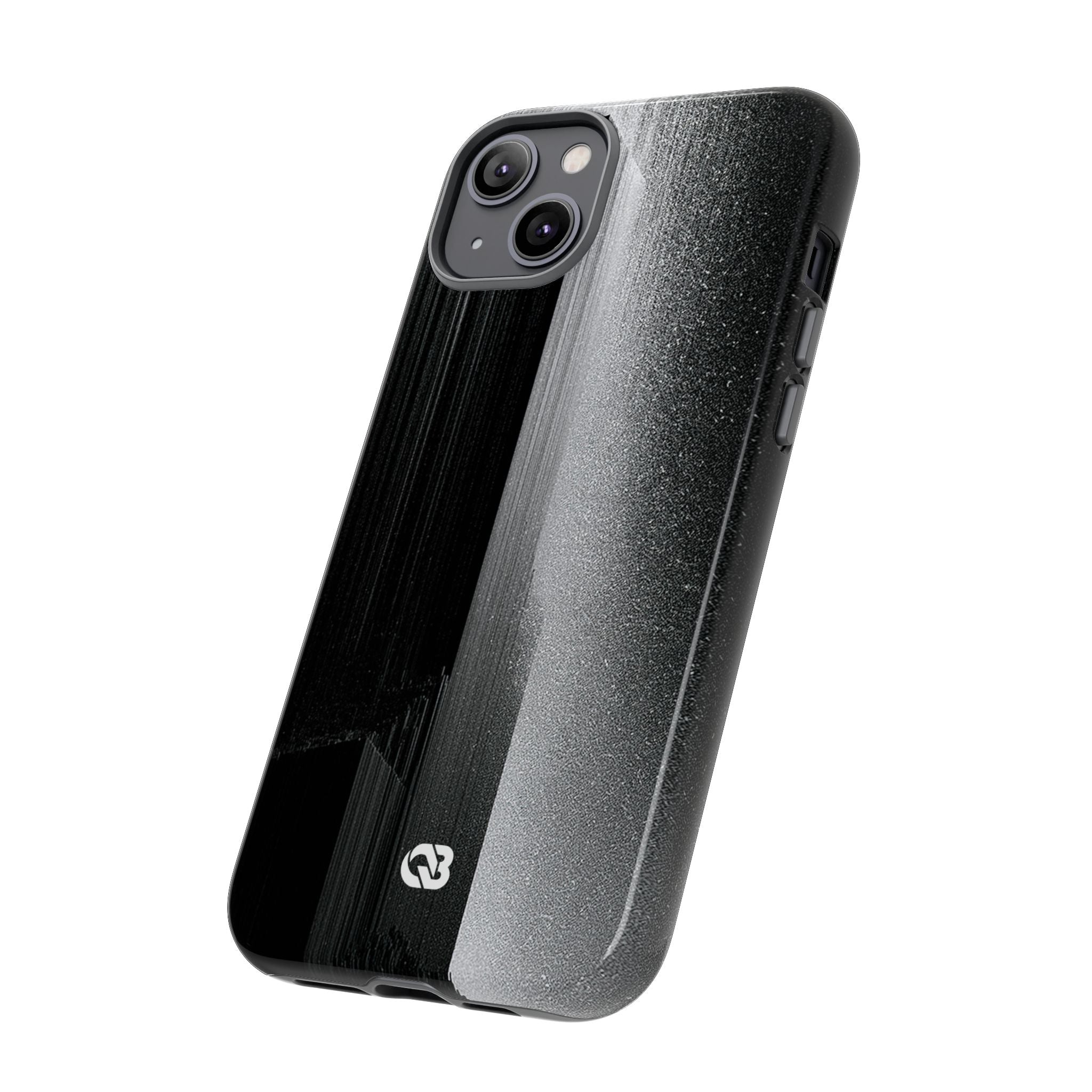 Black Tough Phone Case for iPhone - Brutalist Pixel Monolith