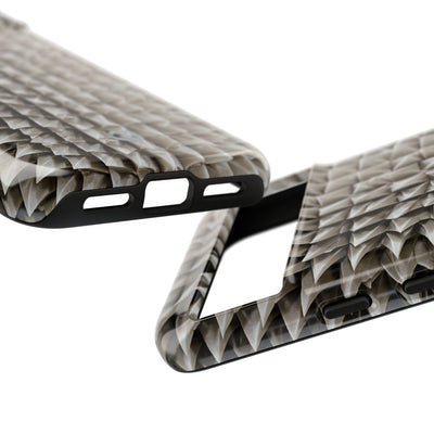 Beige Tough Phone Case for Google Pixel - Bone Spiked Grid