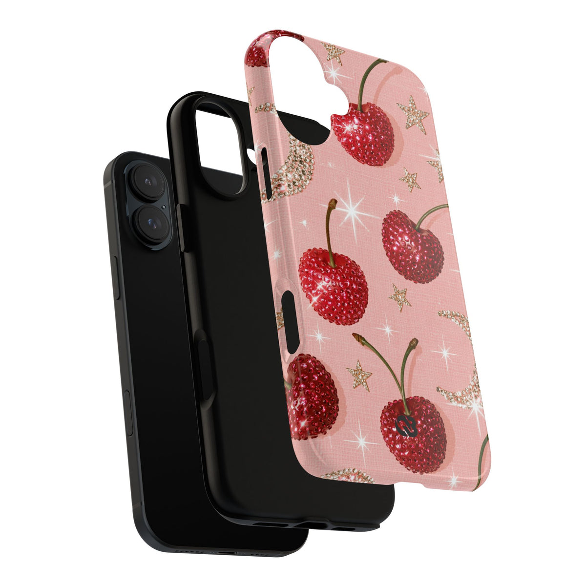 Bedazzled Ruby Cherries · Tough Phone Case for iPhone · Pink