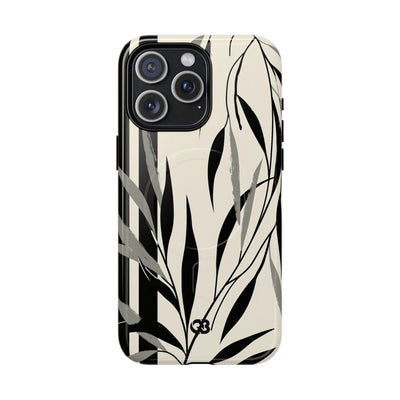 Beige Tough 2.0 Magsafe Phone Case for iPhone - Soot Leaf Sketch