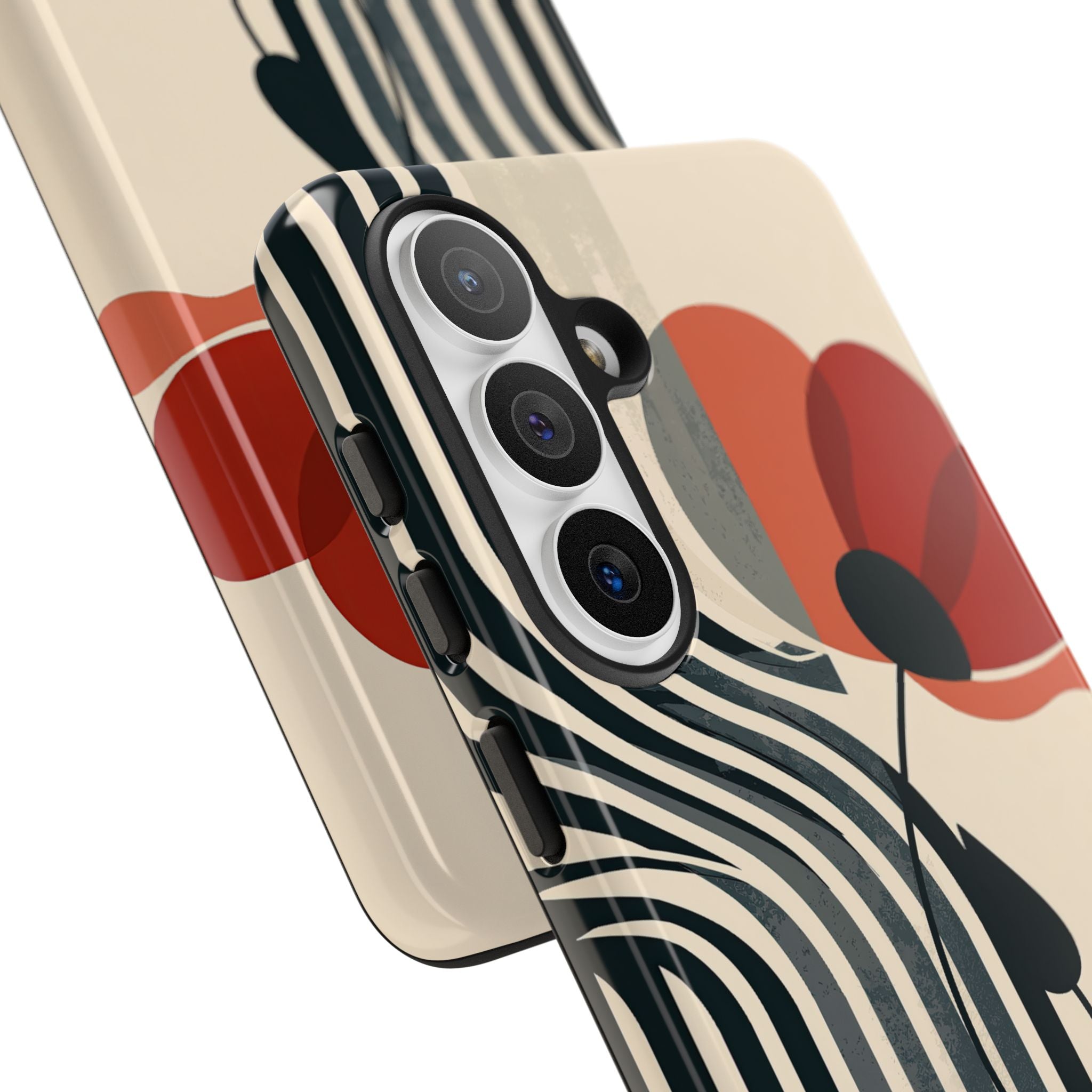 Beige Tough Phone Case for Samsung - Crimson Line Bloom
