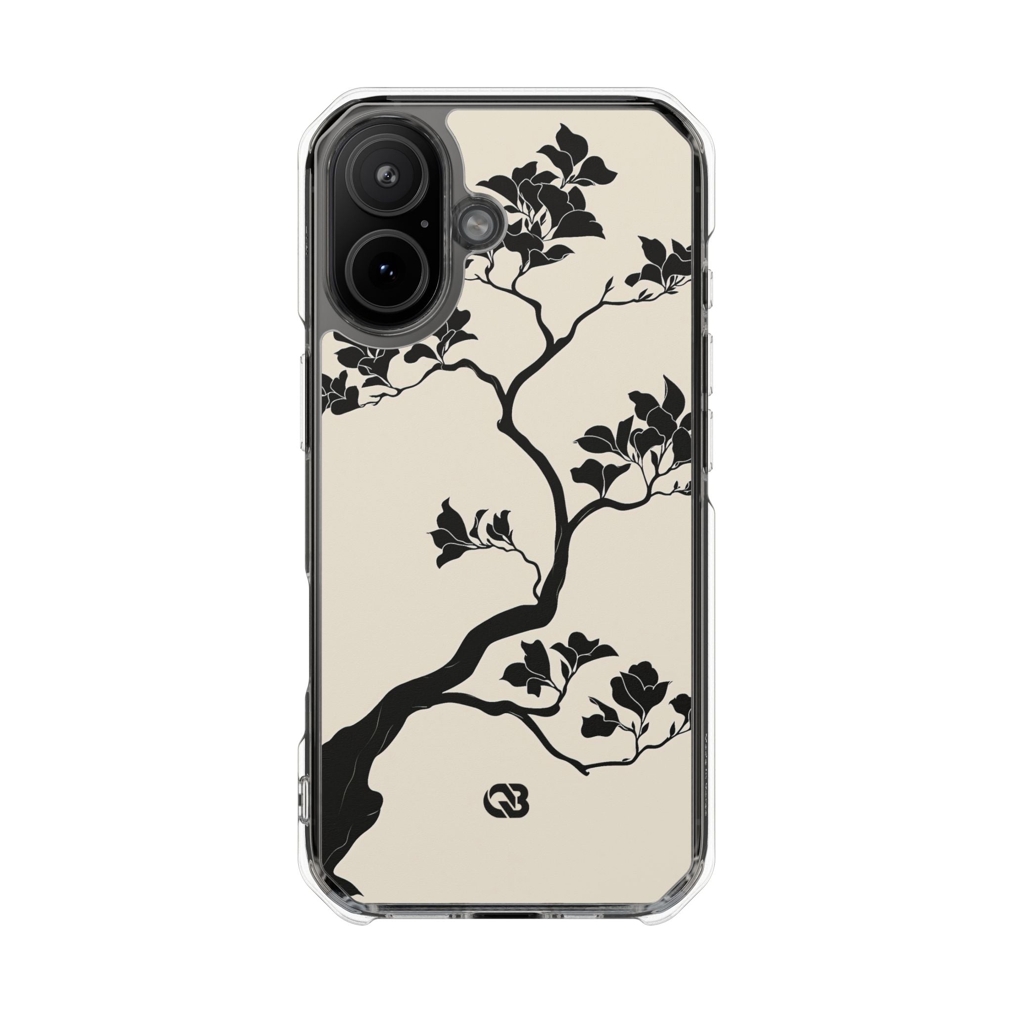 Beige Impact MagSafe Phone Case for iPhone - Obsidian Bonsai Silhouette