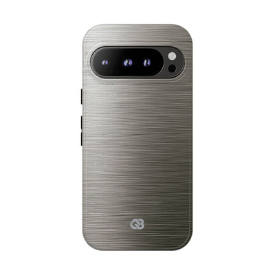 Grey Tough Phone Case for Google Pixel - Brushed Industrial Steel
