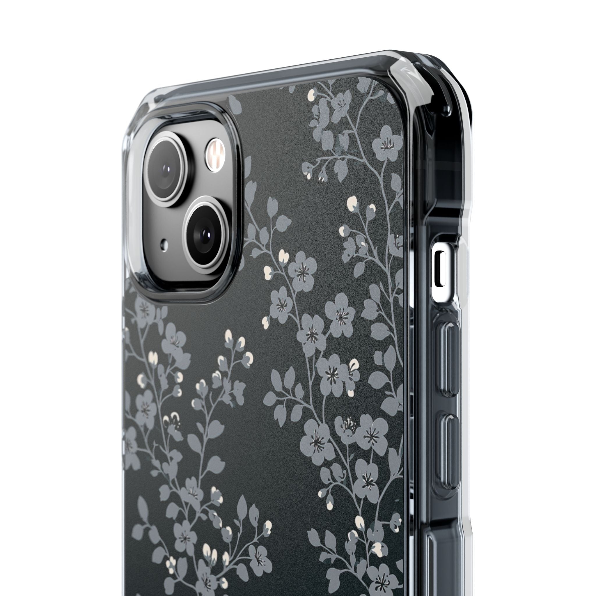 Black Impact MagSafe Phone Case for iPhone - Midnight Slate Blossom