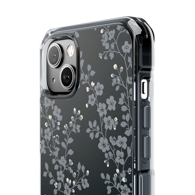 Black Impact MagSafe Phone Case for iPhone - Midnight Slate Blossom