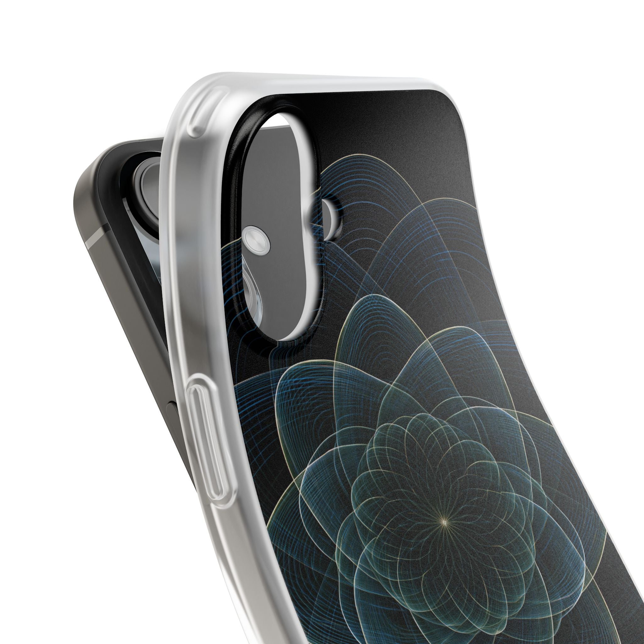 Blue Lite Phone Case for iPhone - Celestial Wireframe Bloom