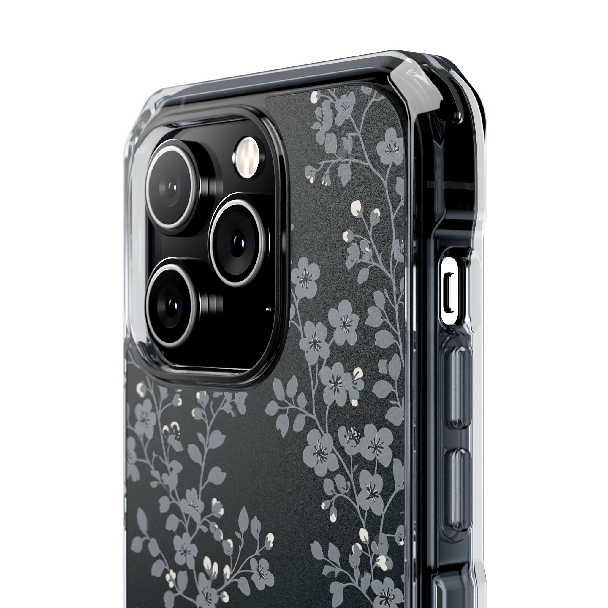 Black Impact MagSafe Phone Case for iPhone - Midnight Slate Blossom