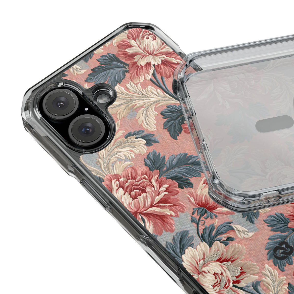 Blush Peony Jacquard · Clear Impact Magnetic Phone Case for iPhone ·  Pink