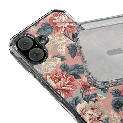 Blush Peony Jacquard · Clear Impact Magnetic Phone Case for iPhone ·  Pink