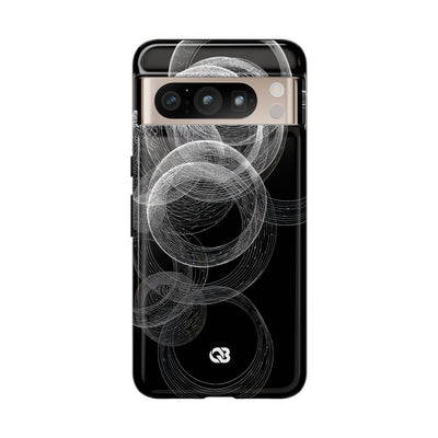 Black Tough Phone Case for Google Pixel - Kinetic Wireframe Orbit