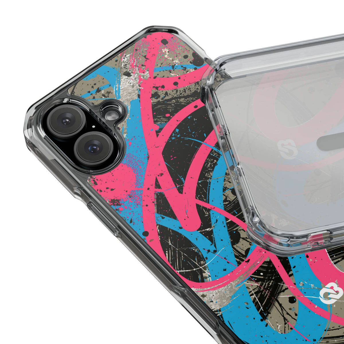 Cyber Splatter Flow · Clear Impact Magnetic Phone Case for iPhone · Pink